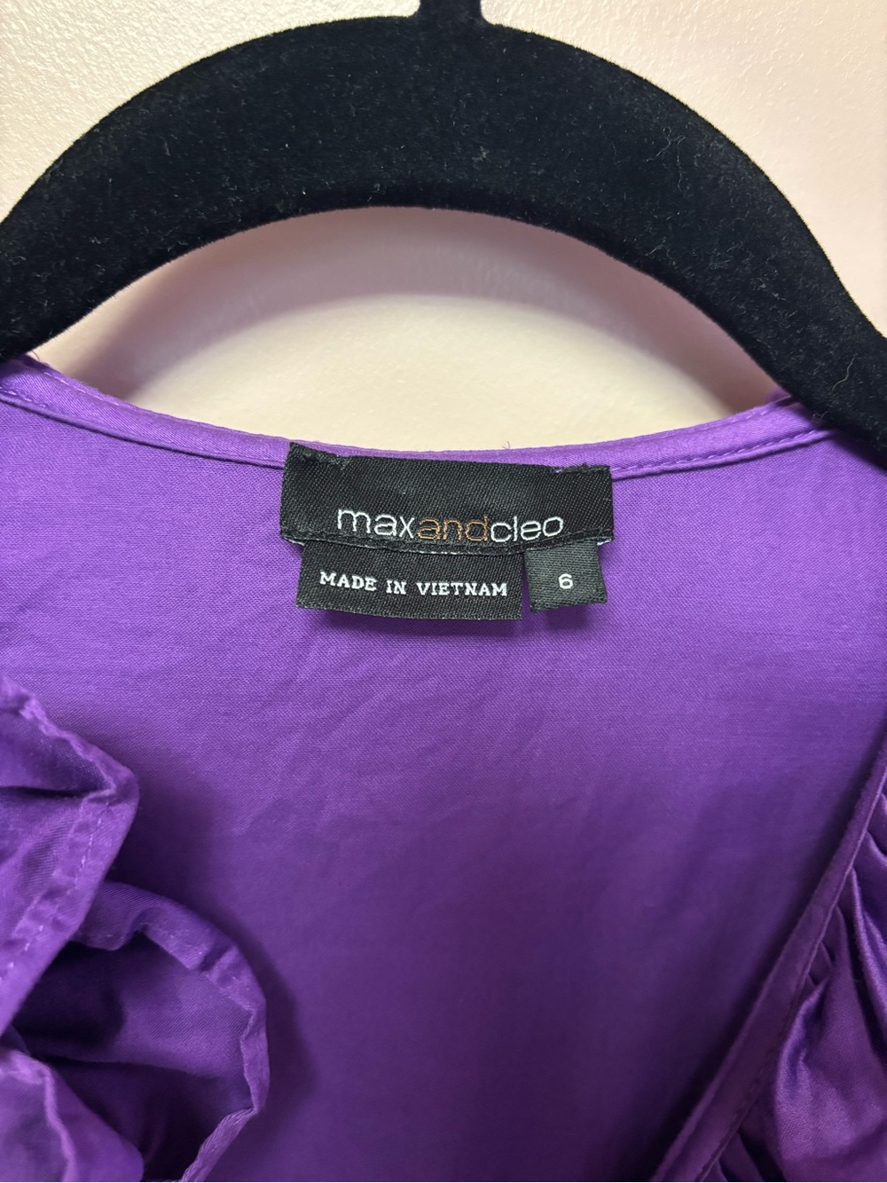Y2K Vintage 2000s Max & Cleo Purple Ruffle V-Neck Sleeveless Dress - Picture 2 of 7